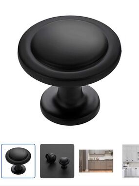 Matte Black Round Cabinet Knob - Classic Home Hardware 5 pack 1 1/2”x1”